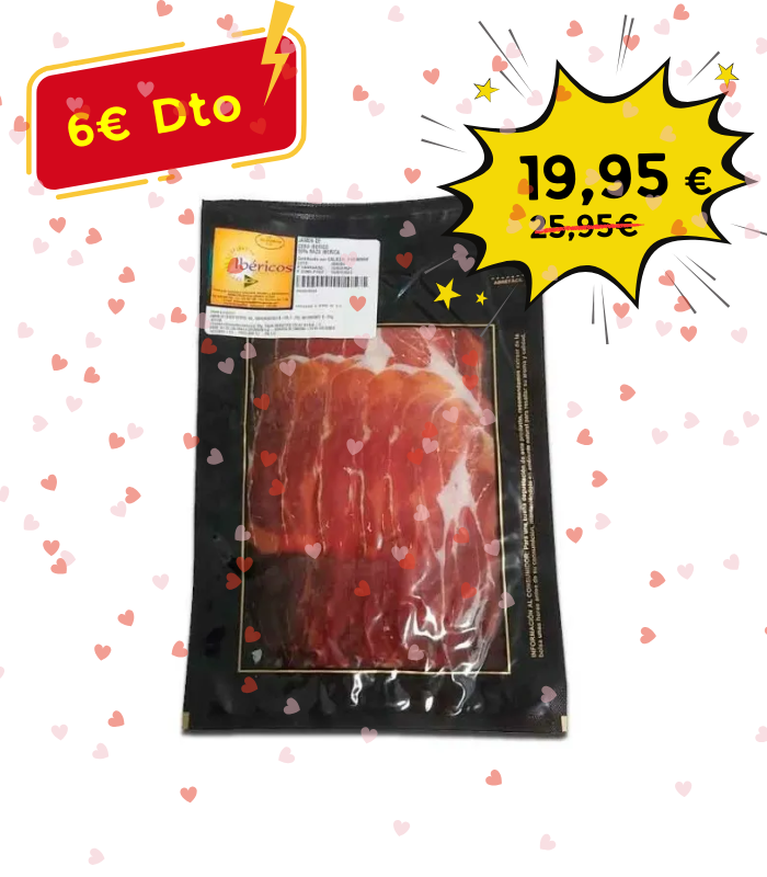 Sobres jamón cebo 50% raza ibérica loncheado a máquina 